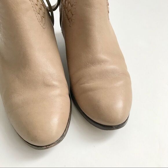 Coach Beige Leather Woven Ankle Boots Size 5 - Picture 9 of 16